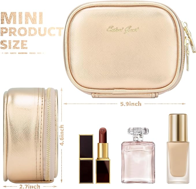 Small Makeup Bag with Led Mirror, Mini Travel Make up Bag 3 Light Modes - Image 2