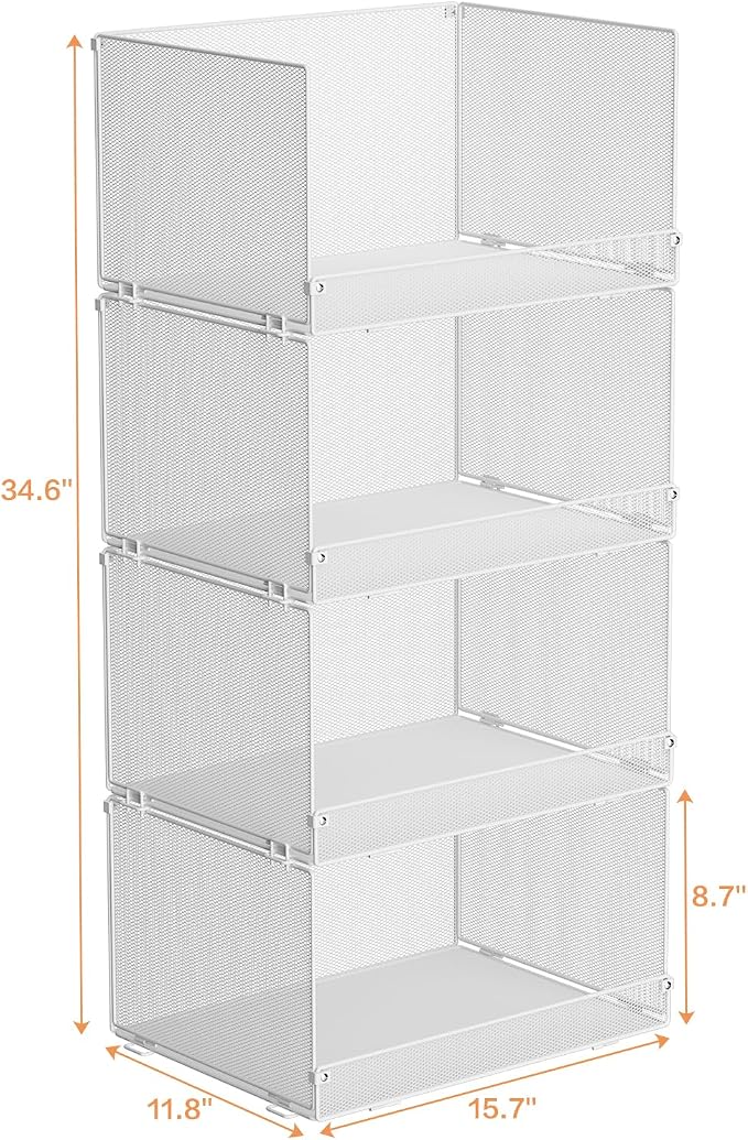 Tiaoheka 4-Tier Stackable Closet Organizers and Storage Shelves, Foldable - Image 7
