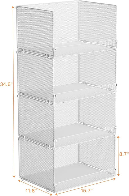 Tiaoheka 4-Tier Stackable Closet Organizers and Storage Shelves, Foldable - Image 7