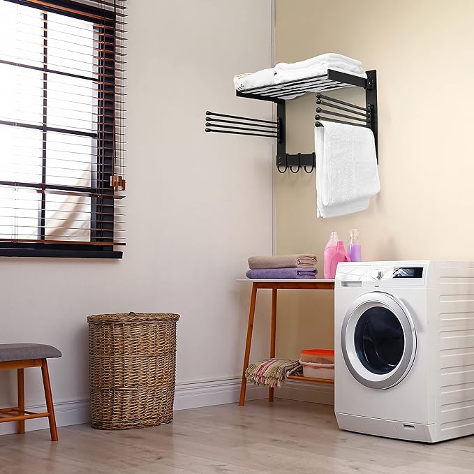 BATODA Wall-Mounted Steel Clothes Drying Rack - Image 4