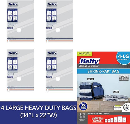 Hefty Vacuum Bags for Clothes 4 Pack, Space Saving Large Vacuum Storage Bags - Image 3