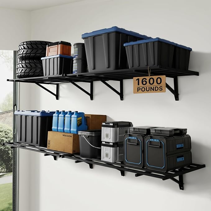 FLEXIMOUNTS 2x6ft Heavy Duty Garage Storage Wall Shelving, 1600lbs Load Capacity by FLEXIMOUNTS