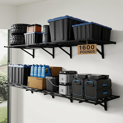 FLEXIMOUNTS 2x6ft Heavy Duty Garage Storage Wall Shelving, 1600lbs Load Capacity by FLEXIMOUNTS
