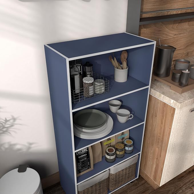 Homes: Inside + Out Apexa 4-Tier Cube Storage Organizer Shelves, Stackable Wood - Image 13