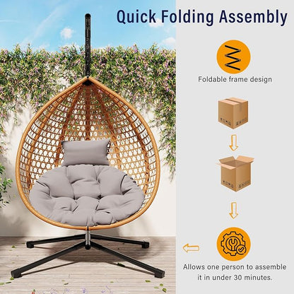 SOFTSEA Outdoor Wicker Egg Chair Hanging Basket Chair - Image 6