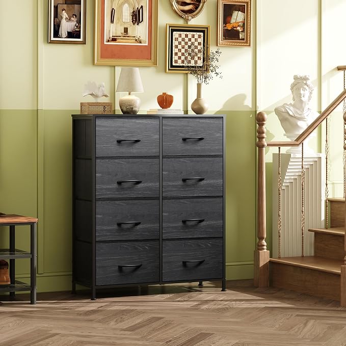 WLIVE 8 Drawer Fabric Dresser for Bedroom, Tall Storage Tower, Charcoal | Black - Image 8