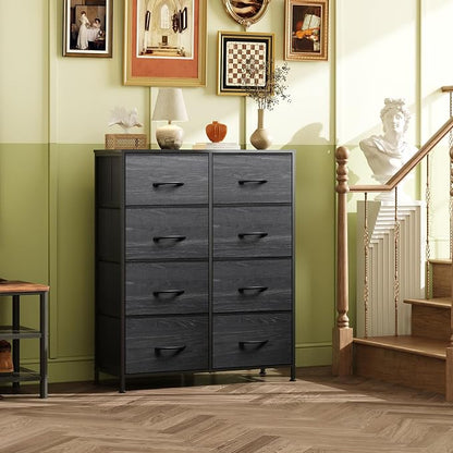 WLIVE 8 Drawer Fabric Dresser for Bedroom, Tall Storage Tower, Charcoal | Black - Image 8