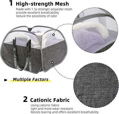 Collapsible Laundry Basket, 90L Tear Proof Mesh Pop-up Hamper 2PCS | Foldable - Image 3