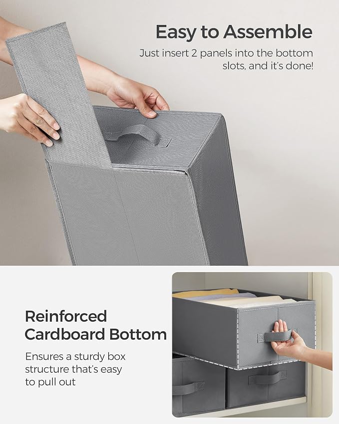SONGMICS Set of 4 Large Size Wardrobe Clothes Organizers, 6-Compartment - Image 4