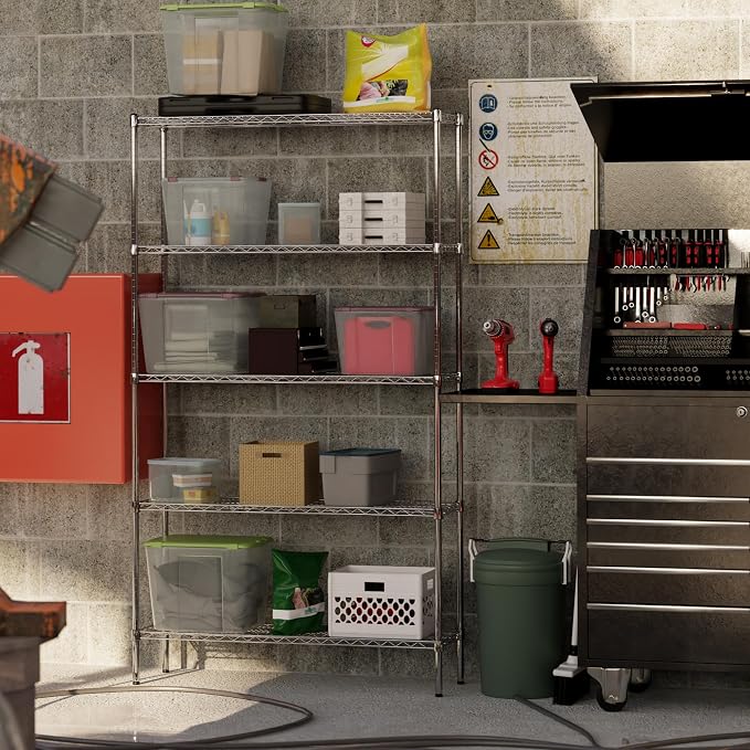 14" Deep x 48" Wide x 86" Height Wire Shelving Kit | 5-Tier | NSF Commercial - Image 2