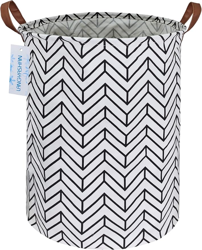 LANGYASHAN Laundry Basket Canvas Fabric Collapsible Organizer Basket by LANGYASHAN