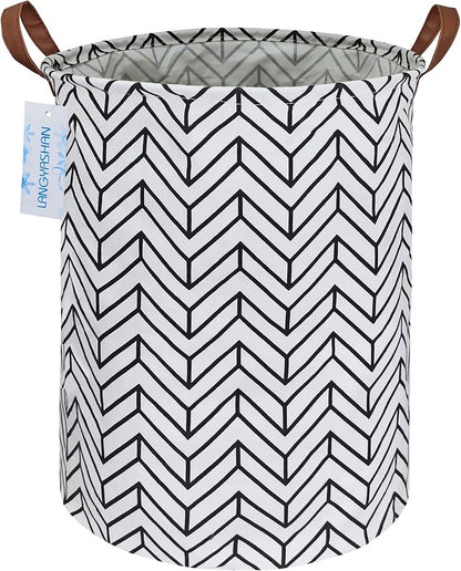 LANGYASHAN Laundry Basket Canvas Fabric Collapsible Organizer Basket by LANGYASHAN