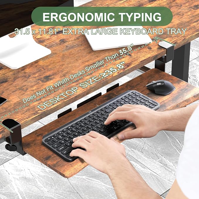 Extra Large Keyboard Tray Under Desk - Image 2