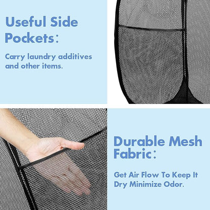 DUCOO Pop Up Laundry Hamper, 70L Collapsible Mesh Laundry Basket - Image 4