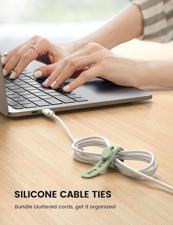 Lamicall 20Pack Silicone Cable Ties Cord Organizer - Image 2