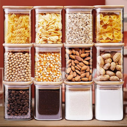 Square Glass Jars with Bamboo Lids 17 FL OZ, Glass Canisters with Airtight Lids - Image 8