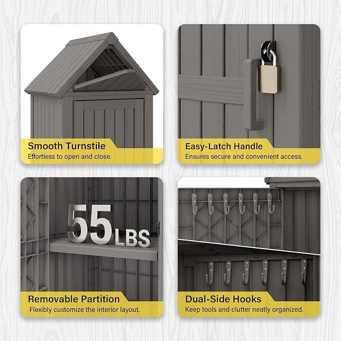 Bifanuo Deck Box Storage Shed Outdoor Storage Cabinet, Vertical Waterproof - Image 5