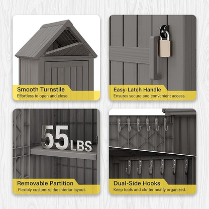 Bifanuo Deck Box Storage Shed Outdoor Storage Cabinet, Vertical Waterproof - Image 5