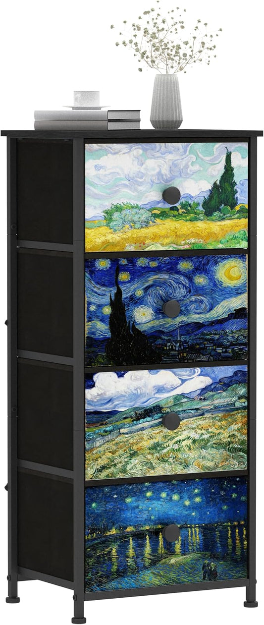 Narrow Dresser for Bedroom Slim 4 Drawer Dresser Vertical Storage Tower Unit by EXOTICA