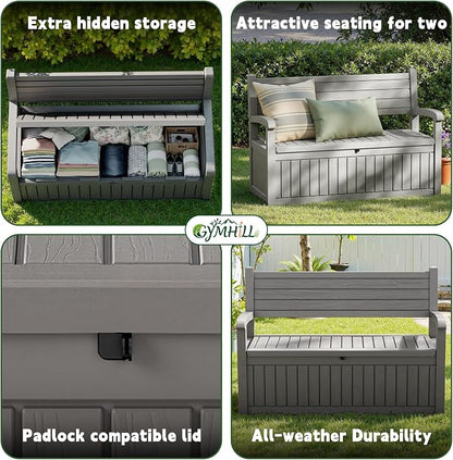 80 Gallon Outdoor Storage Bench Spacious Storage Box Waterproof Resin Deck Box - Image 5