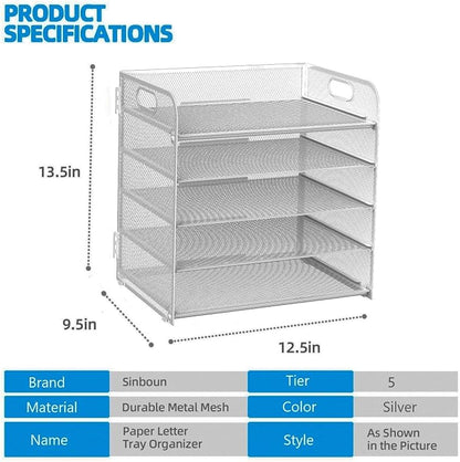 Letter Tray Paper Organizer 5-Tier Desk Organizer File Organizer Paper Holder - Image 2