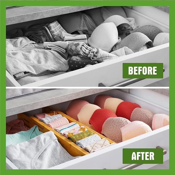 ANTOWIN Bamboo Drawer Dividers, Expandable Drawer Separators Splitter, 17-22 - Image 5