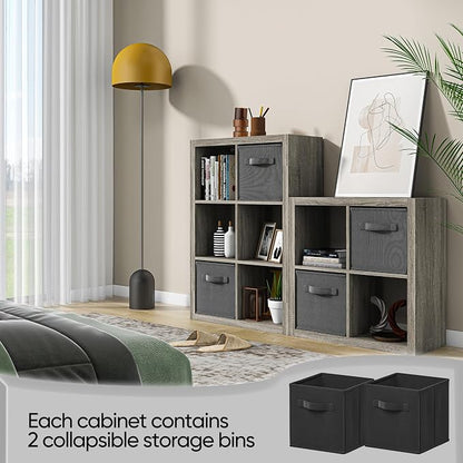 Bookshelf with Storage Bins, 9-Cube Storage Organizer Sturdy Wooden Bookcase - Image 5