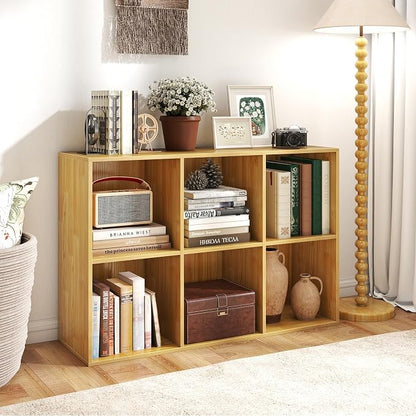 Giantex 6-Cube Bookcase, 3-Tier Cubby Bookshelf, Horizontal Vertical Display - Image 2