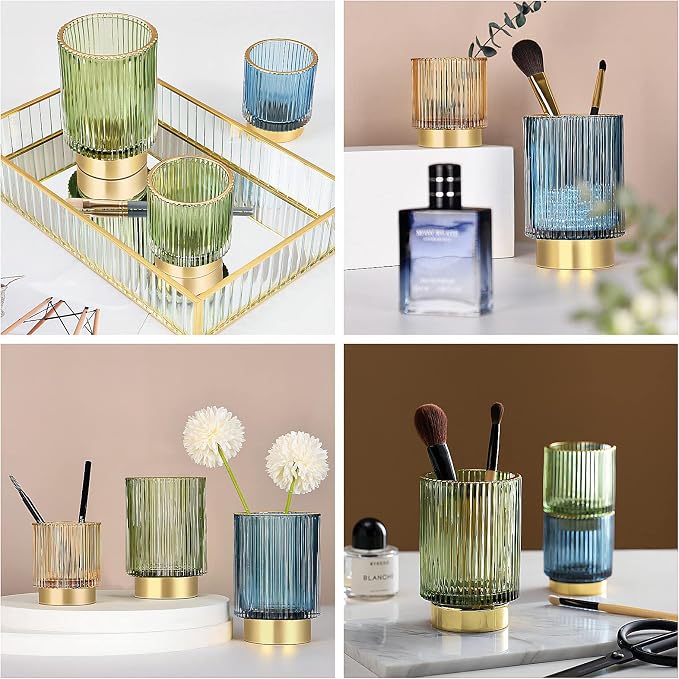 DASITON Makeup Brush holder Organizer, Crystal Cosmetic Makeup Brush Glass - Image 4
