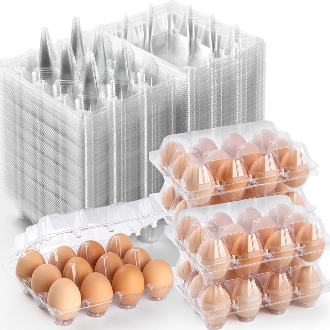 60 Pack Plastic Egg Cartons Cheap Bulk, One Dozen Clear Empty Egg Cartons by APOCHON