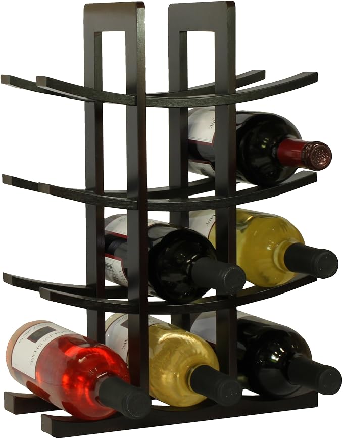 Oceanstar WR1132 12-Bottle Bamboo Wine Rack, Dark Espresso - Image 2