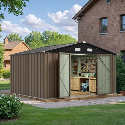 JUMMICO 10 x 8 FT Outdoor Storage Shed, Large Metal Garden Shed & Tool Sheds by JUMMICO