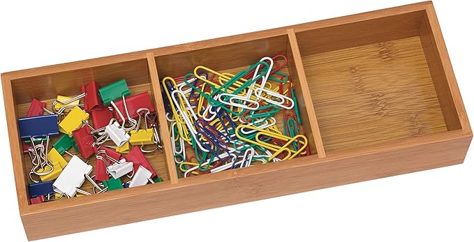 Lipper International 823 Bamboo Wood 3-Compartment Organizer Tray, 11 5/8" x 4 - Image 2