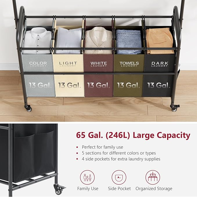 Tajsoon Laundry Sorter Cart - Image 4