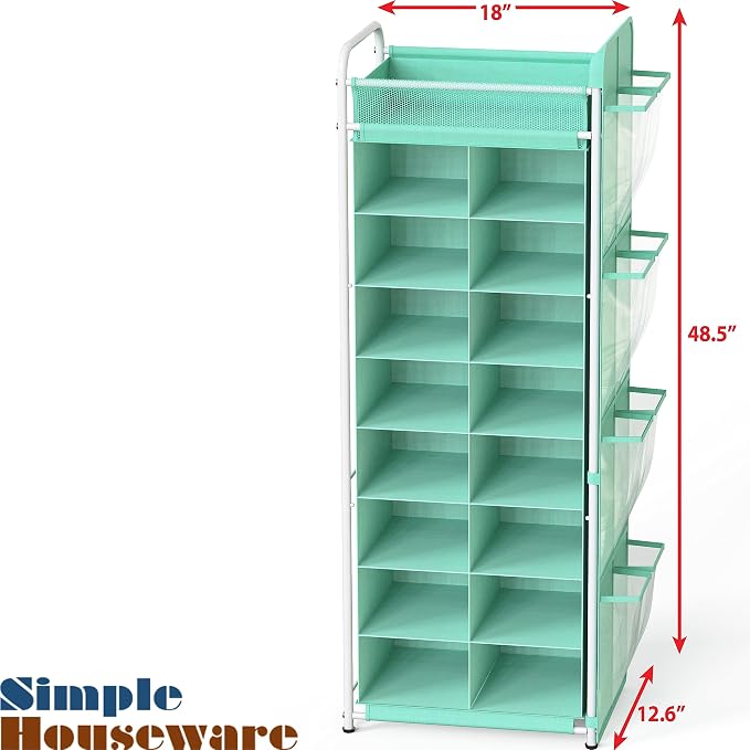 Simple Houseware 16 Cube Shoe Stand Tower Rack 8 Tier, Turquoise | Top Shelf - Image 3