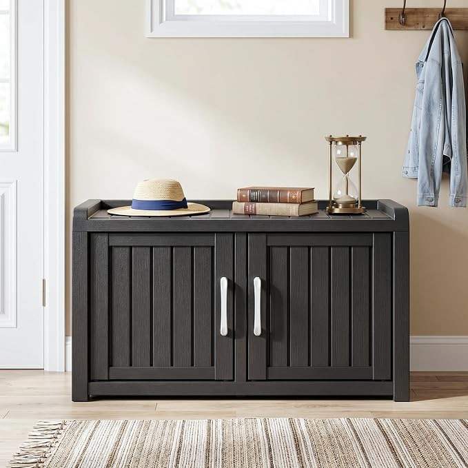 ROJIK Shoe Bench Waterproof UV-Resistant, 2-Tier Storage Cabinet - Image 2