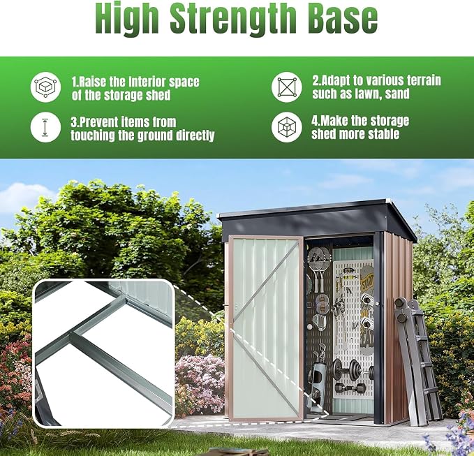 Aoxun 5' x3 ' Outdoor Metal Storage Shed - Image 4