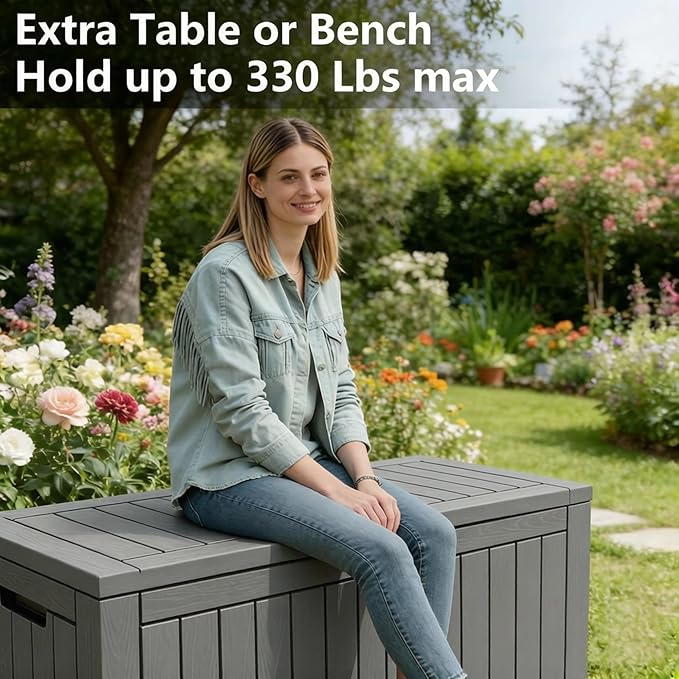 Outdoor Storage Box, 120 Gallon Resin Deck Boxes Outdoor Waterproof - Image 5