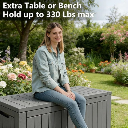 Outdoor Storage Box, 120 Gallon Resin Deck Boxes Outdoor Waterproof - Image 5