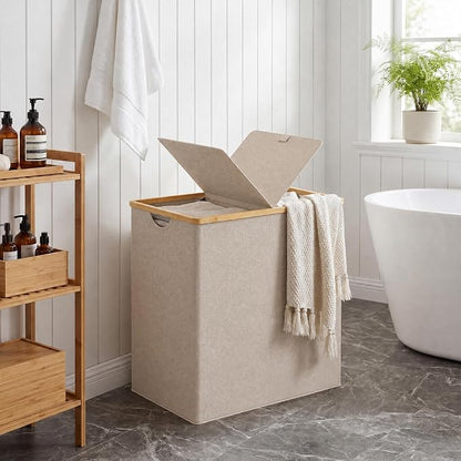 efluky Laundry Hamper with Lid, Double Laundry Basket with 2 Removable Bags - Image 6