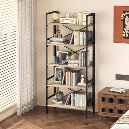 Folding Bookshelf, 5 Tier Bookcase Foldable Shelf - Image 5