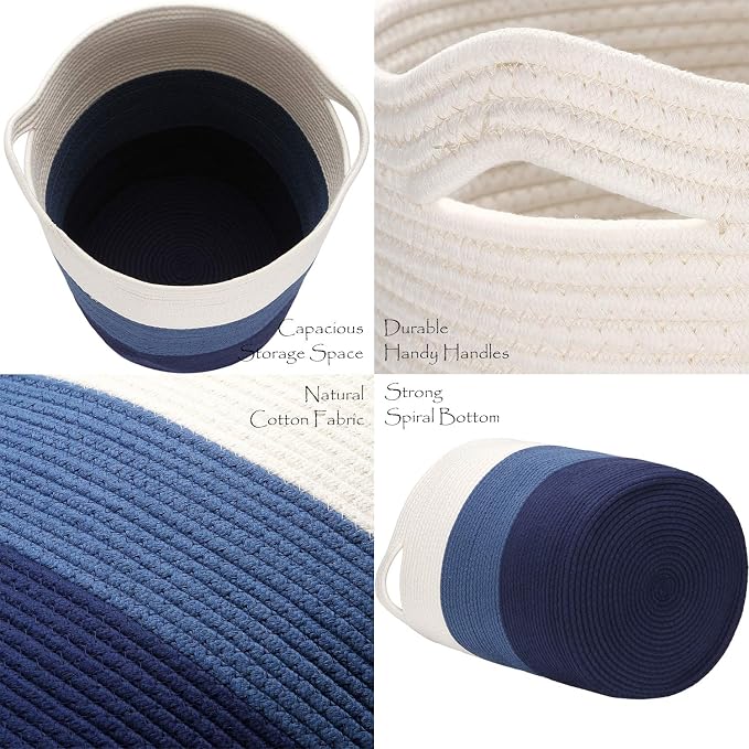 Sea Team Large Size Cotton Rope Woven Storage Basket - Image 4