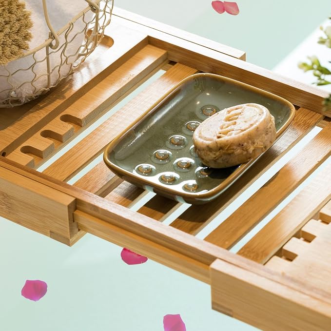 Soap Dish for Shower, Ceramic Soap Dish Non-Slip Soap Holder Bar Saver Tray for - Image 7