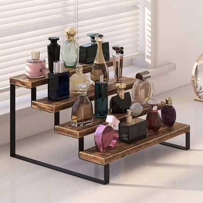 Wood Display Risers, 4 Tier 13.4IN Perfume Organizer Shelf - Image 3