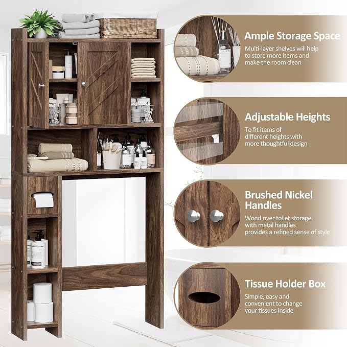 Over the Toilet Storage Cabinet, Freestanding Storage Cabinet Over Toilet - Image 5