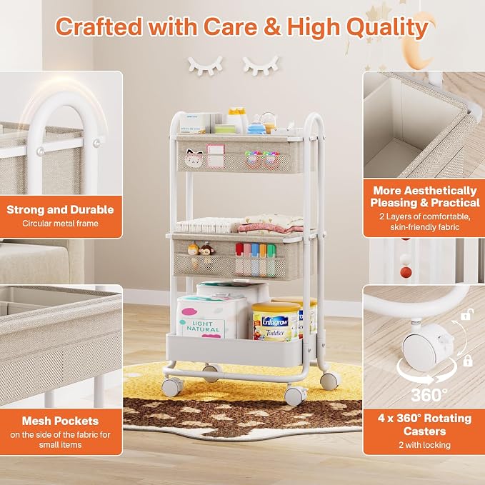 Modanais Baby Diaper Caddy Organizer Cart - Image 3