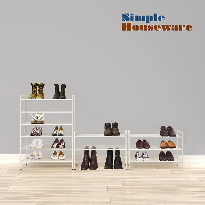Simple Houseware 3-Tier Stackable Mesh Shoe Rack - Image 6