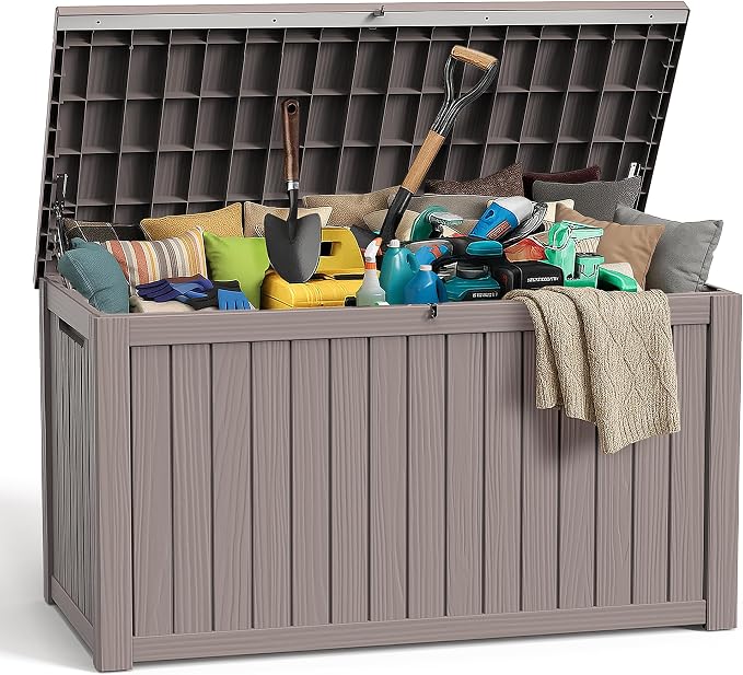 280 Gallon Large Deck Box, Resin Outdoor Storage Box by OutdoorLivingPerfected