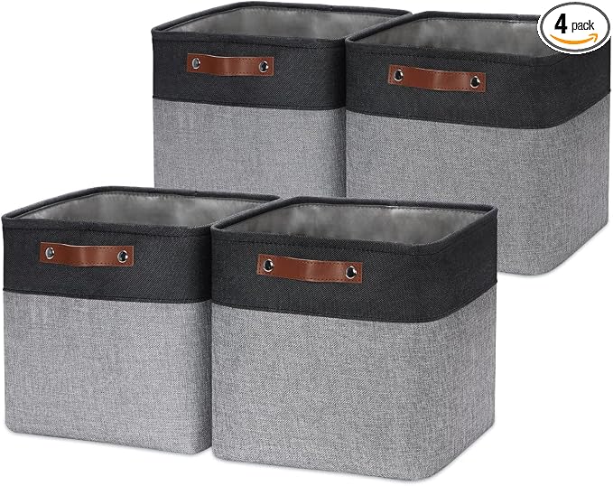 HNZIGE Decorative Storage Basket Linen Cube Storage Baskets by HNZIGE