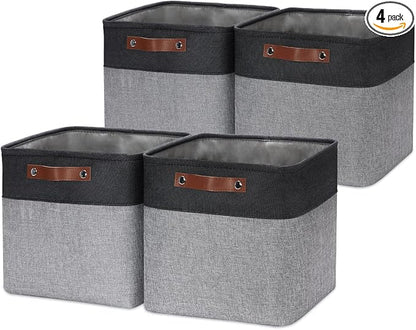 HNZIGE Decorative Storage Basket Linen Cube Storage Baskets by HNZIGE
